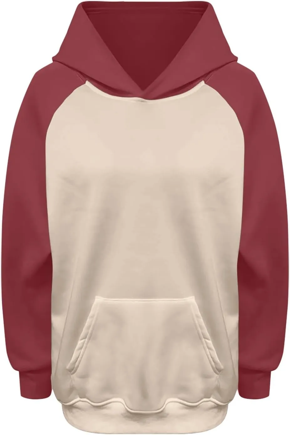 Color Block Hoodies for Women Trendy Oversized Raglan Sweatshirts Lightweight Fleece Cute Hoodies with Pockets