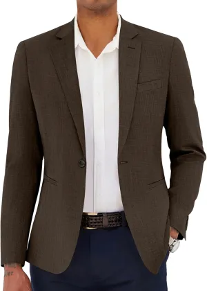 COOFANDY Mens Linen Blazer Jacket Casual Lightweight Sports Coat Dress Formal Classic One Button Suit Jacket Blazer Dark Brown