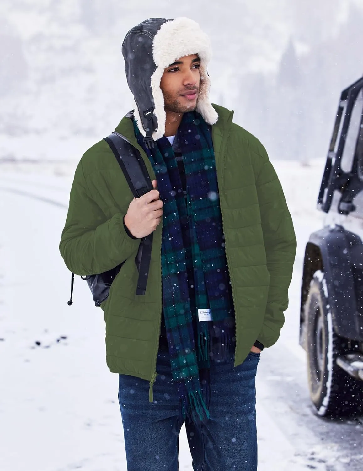 COOFANDY Mens Puffer Jacket Packable Lightweight Jackets Winter Coat Windproof Zipper Down Jacket