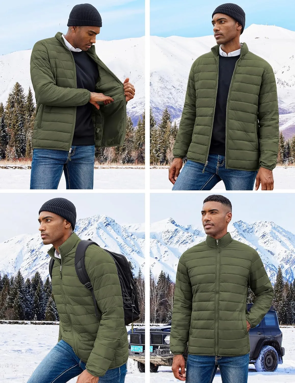 COOFANDY Mens Puffer Jacket Packable Lightweight Jackets Winter Coat Windproof Zipper Down Jacket