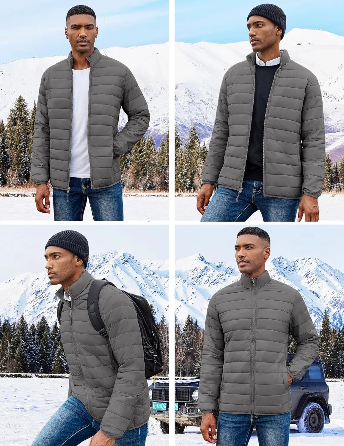 COOFANDY Mens Puffer Jacket Packable Lightweight Jackets Winter Coat Windproof Zipper Down Jacket