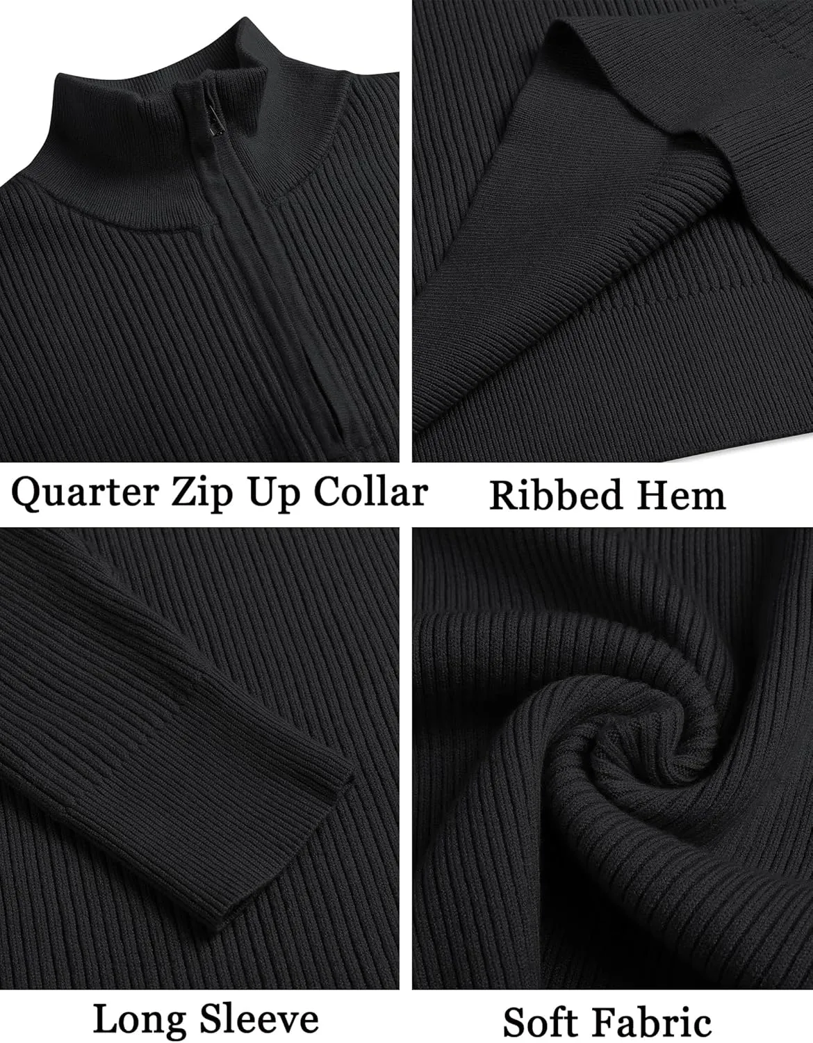 COOFANDY Men's Quarter Zip Sweaters Slim Fit Mock Neck Pullover Sweater Lightweight Knitted Polo Sweaters