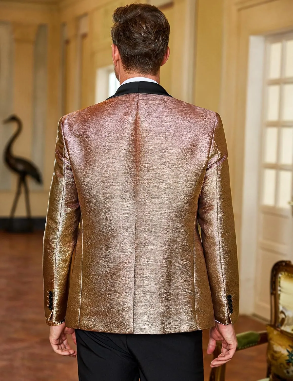 COOFANDY Men's Tuxedo Jacket Slim Fit Shawl Lapel Blazer One Button Suit Jackets for Party Prom Wedding Dinner