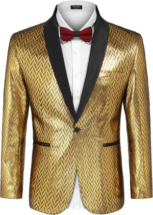 COOFANDY Men's Tuxedo Jacket Slim Fit Shawl Lapel Blazer One Button Suit Jackets for Party Prom Wedding Dinner