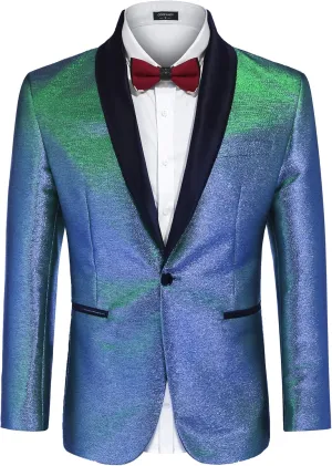 COOFANDY Men's Tuxedo Jacket Slim Fit Shawl Lapel Blazer One Button Suit Jackets for Party Prom Wedding Dinner