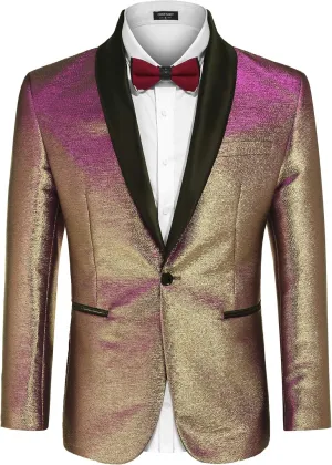 COOFANDY Men's Tuxedo Jacket Slim Fit Shawl Lapel Blazer One Button Suit Jackets for Party Prom Wedding Dinner