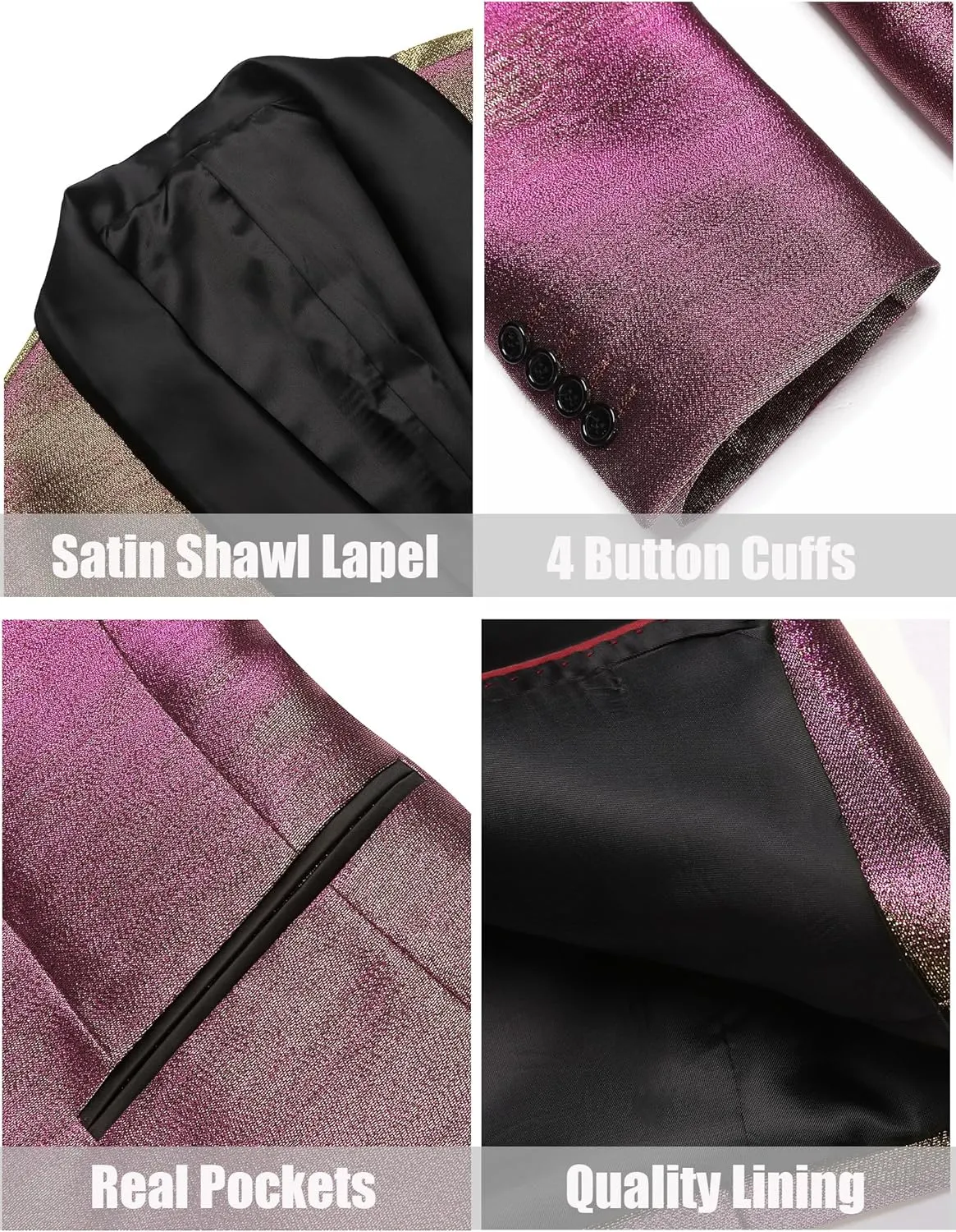 COOFANDY Men's Tuxedo Jacket Slim Fit Shawl Lapel Blazer One Button Suit Jackets for Party Prom Wedding Dinner