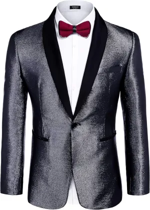 COOFANDY Men's Tuxedo Jacket Slim Fit Shawl Lapel Blazer One Button Suit Jackets for Party Prom Wedding Dinner