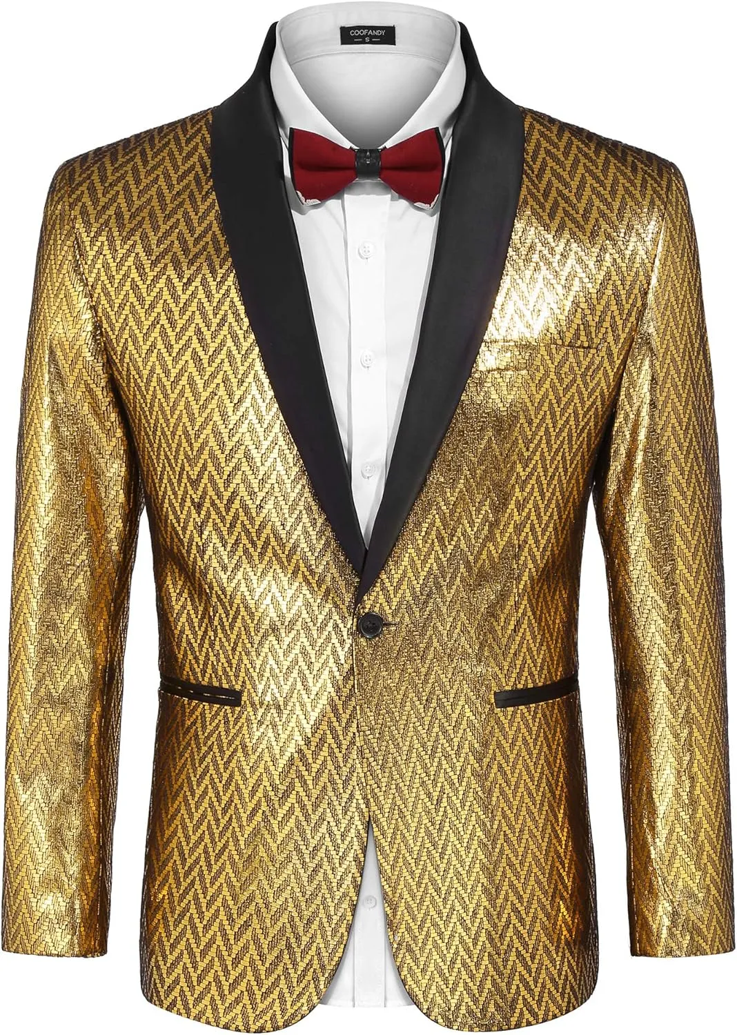 COOFANDY Men's Tuxedo Jacket Slim Fit Shawl Lapel Blazer One Button Suit Jackets for Party Prom Wedding Dinner
