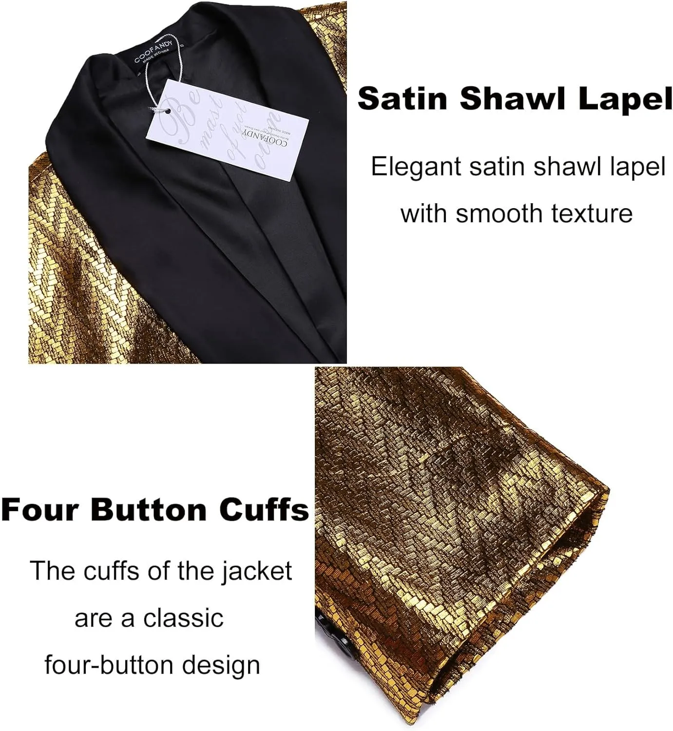 COOFANDY Men's Tuxedo Jacket Slim Fit Shawl Lapel Blazer One Button Suit Jackets for Party Prom Wedding Dinner