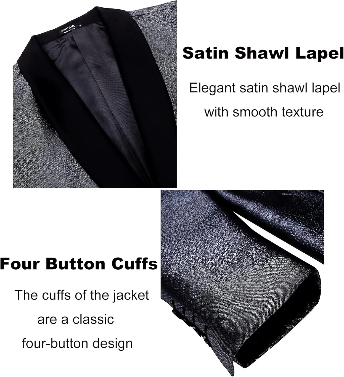 COOFANDY Men's Tuxedo Jacket Slim Fit Shawl Lapel Blazer One Button Suit Jackets for Party Prom Wedding Dinner