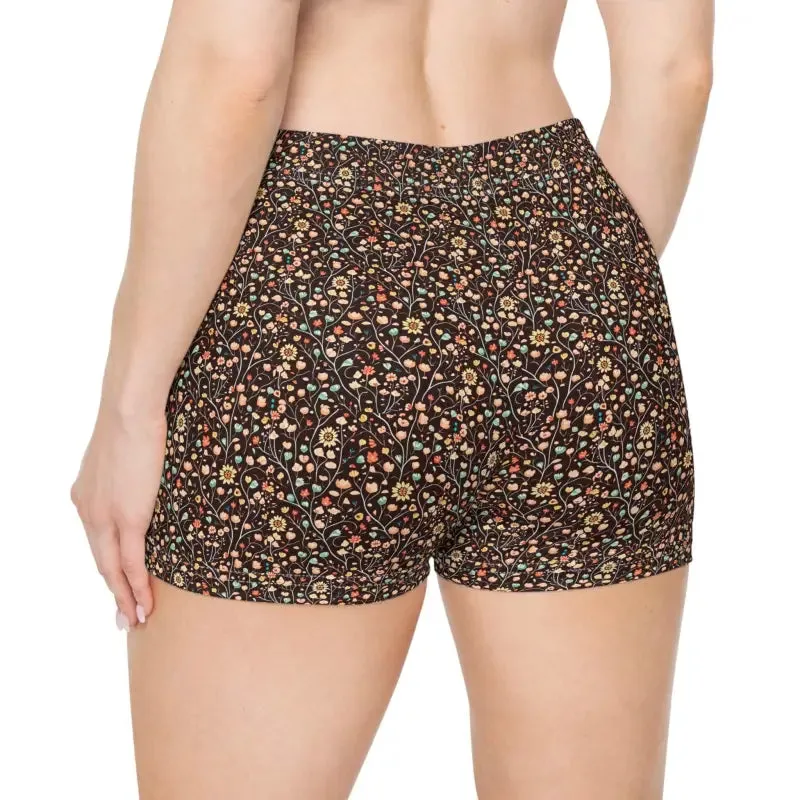 Cool Floral Pattern Womens Shorts Moisture Wicking