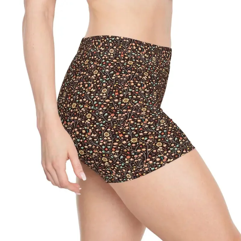 Cool Floral Pattern Womens Shorts Moisture Wicking