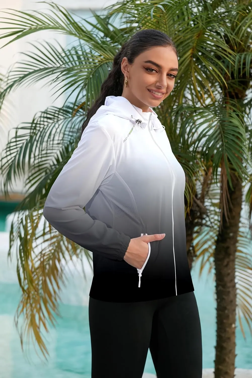 Cromoncent Women's UPF 50  Sun Protection Jacket Hooded Cooling Shirt for Women with Pocket