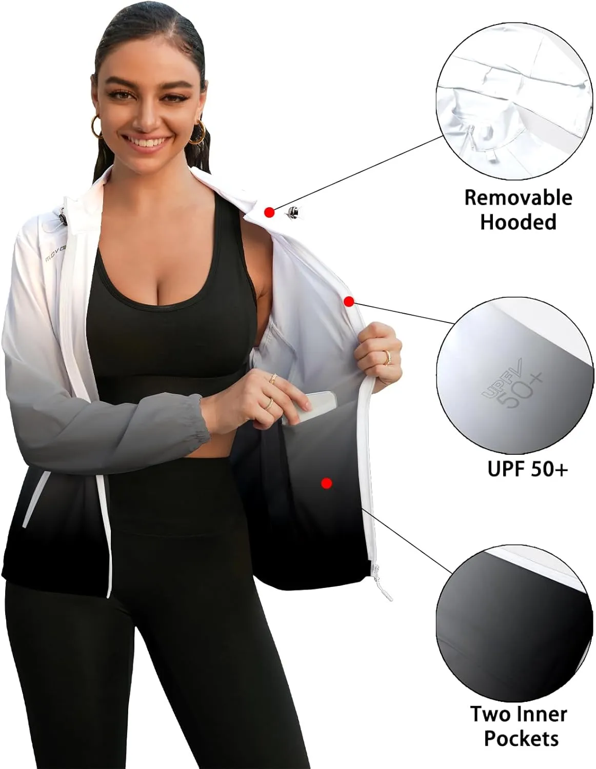 Cromoncent Women's UPF 50  Sun Protection Jacket Hooded Cooling Shirt for Women with Pocket