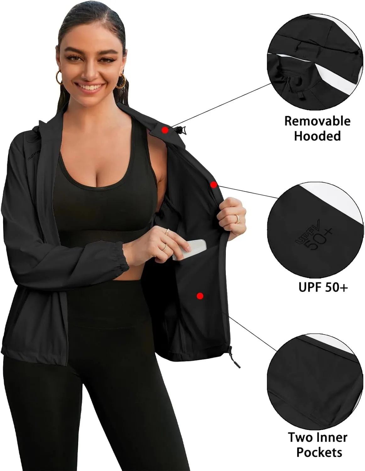 Cromoncent Women's UPF 50  Sun Protection Jacket Hooded Cooling Shirt for Women with Pocket