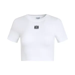 Cropped Anagram Top in White