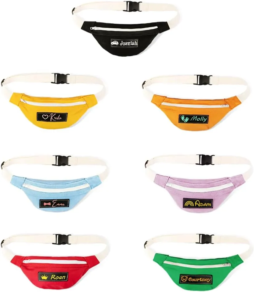 Custom Name Personalized Kids Canvas Fanny Pack - Kids Hip Bag With Embroidered Name