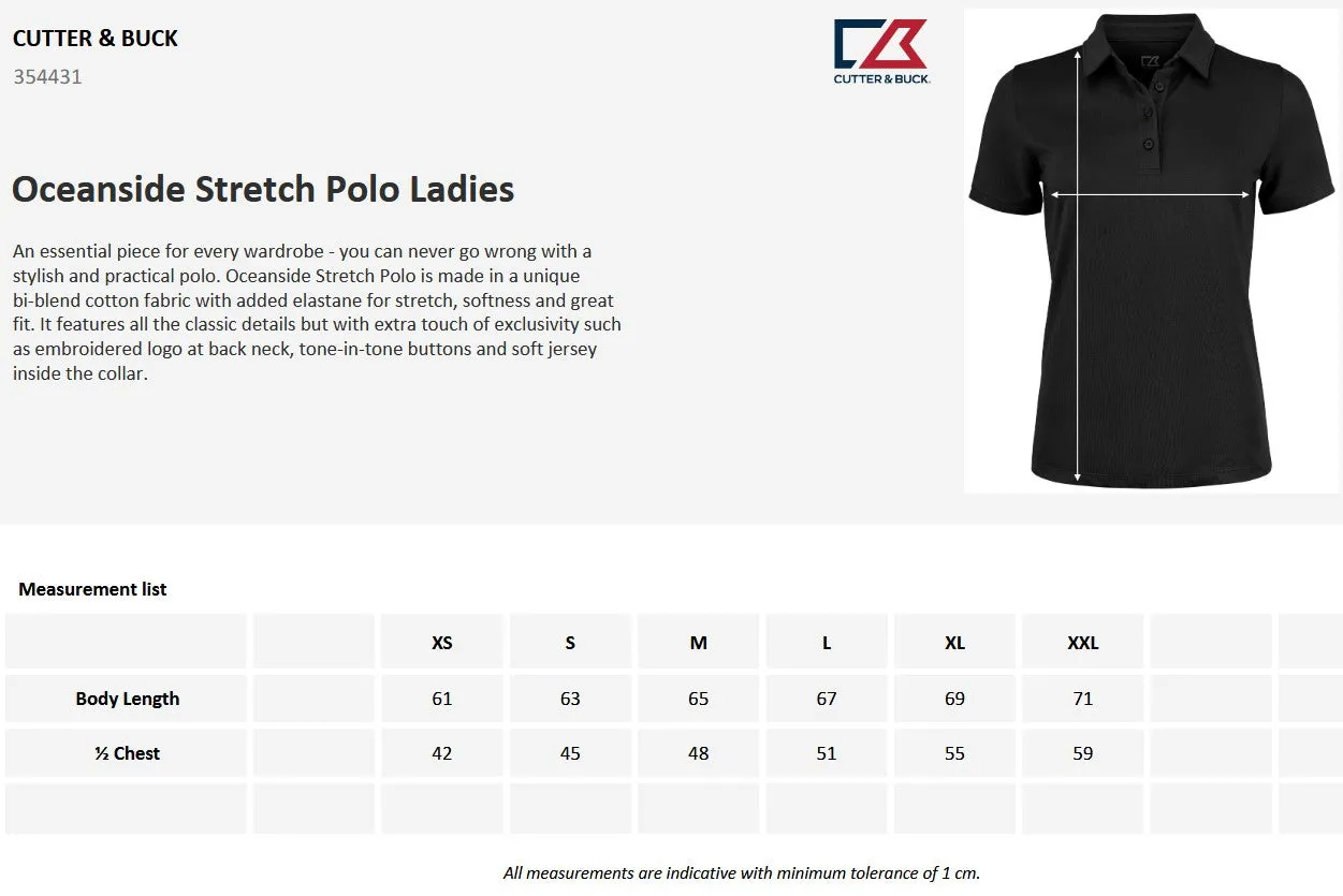 Cutter & Buck Oceanside Stretch Ladies Polo Shirt | Soft Cotton Stretch | 8 Colours | XS-2XL