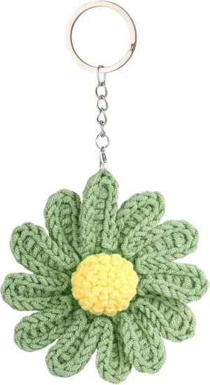 Daisy Keychain,Cute Daisy Crochet Flower Bag Charms for Women Handmade Floral Keyring Decor Gifts Purse Wallet