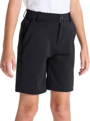 DEVOROPA Youth Boys Golf Shorts Stretch School Uniform Clothes Kids Flat Front Dress Chino Hybrid Twill Casual Shorts Pockets