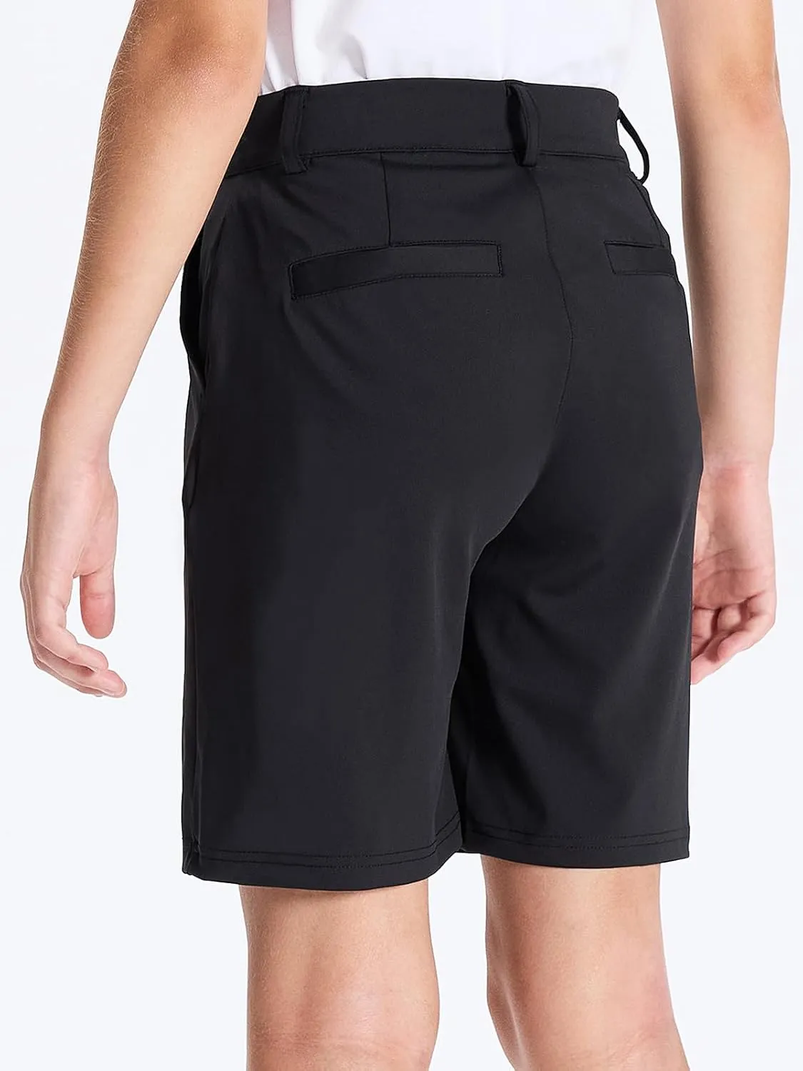 DEVOROPA Youth Boys Golf Shorts Stretch School Uniform Clothes Kids Flat Front Dress Chino Hybrid Twill Casual Shorts Pockets