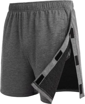 Deyeek Unisex Tear Away Shorts Snap On Athletic Cotton Shorts Post Knee Surgery Recovery Hip Replacement Pants with Pockets