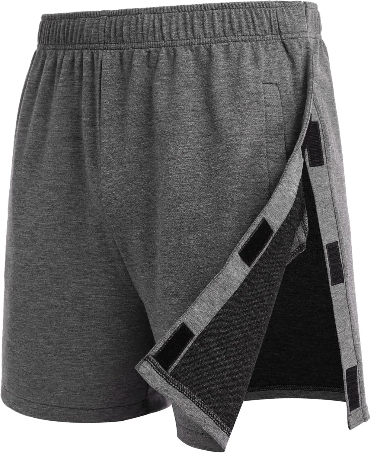 Deyeek Unisex Tear Away Shorts Snap On Athletic Cotton Shorts Post Knee Surgery Recovery Hip Replacement Pants with Pockets