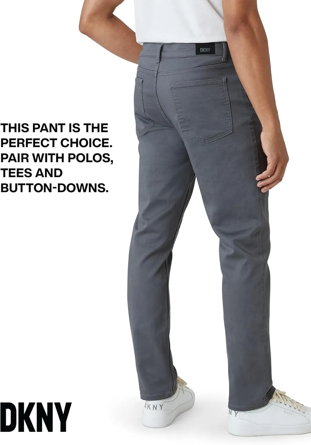 DKNY Mens Pants - Slim Fit Business Casual Pants for Men | Ultra Soft Mens Chino Stretch Work Pant | Everyday Casual Slacks