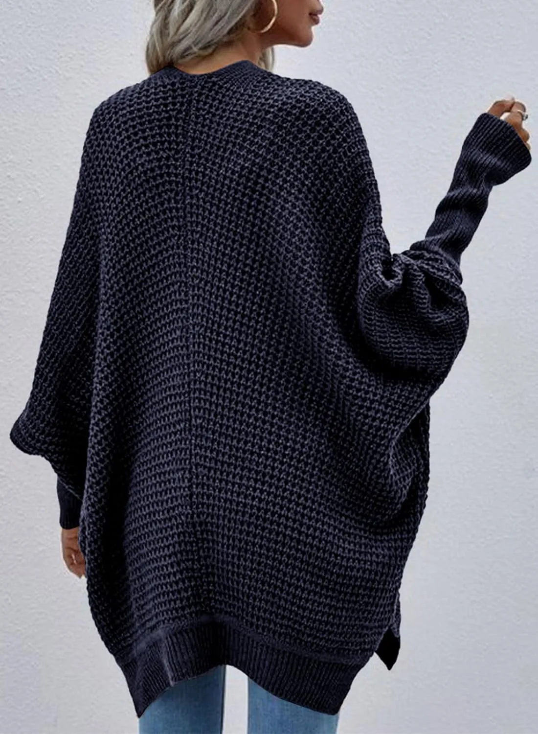 Dokotoo Women's 2025 Fashion Casual Oversized Open Front Batwing Long Sleeve Chunky Knit Cardigans Sweaters Outerwear Coats