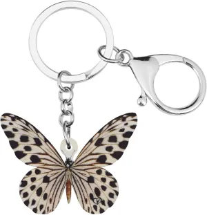 DOWAY Acrylic Colorful Floral Morpho Butterfly Keychain Charm Insect Key Ring for Women Girls Handbags Purses Belt Decor