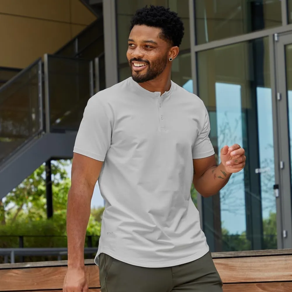 Drop-Cut Henley Shirts for Men, 3-Button Closure, Short Sleeve, Casual T-Shirt, Soft & Breathable, Wrinkle Resistant