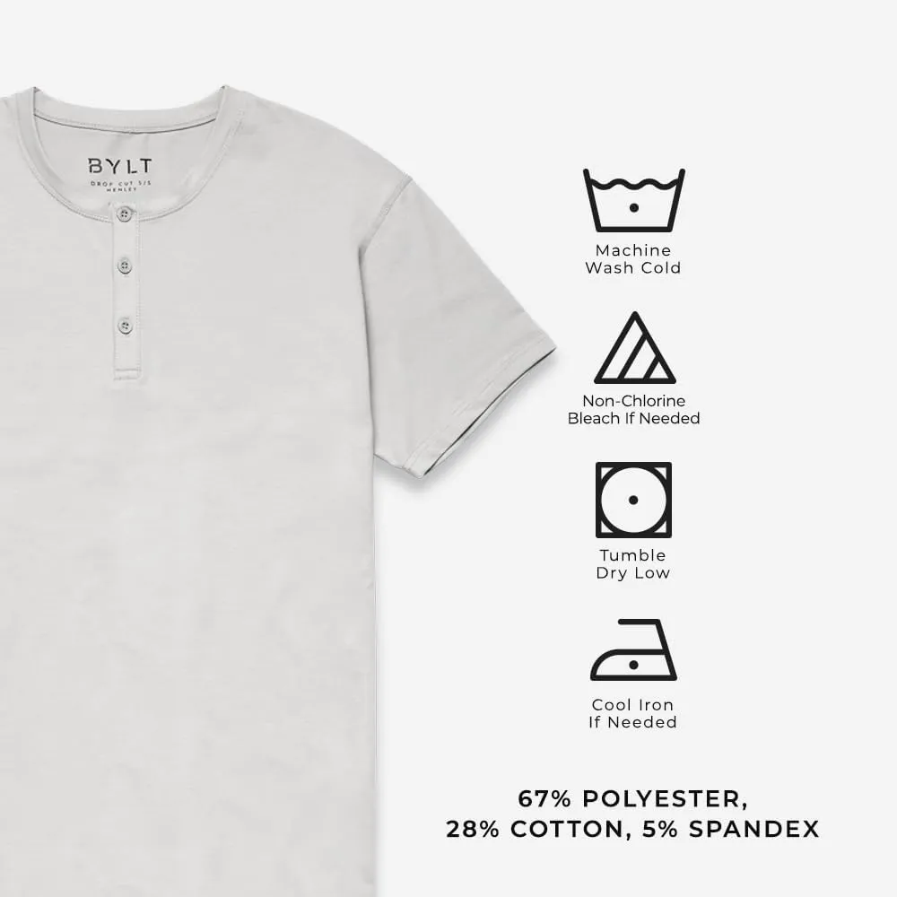 Drop-Cut Henley Shirts for Men, 3-Button Closure, Short Sleeve, Casual T-Shirt, Soft & Breathable, Wrinkle Resistant