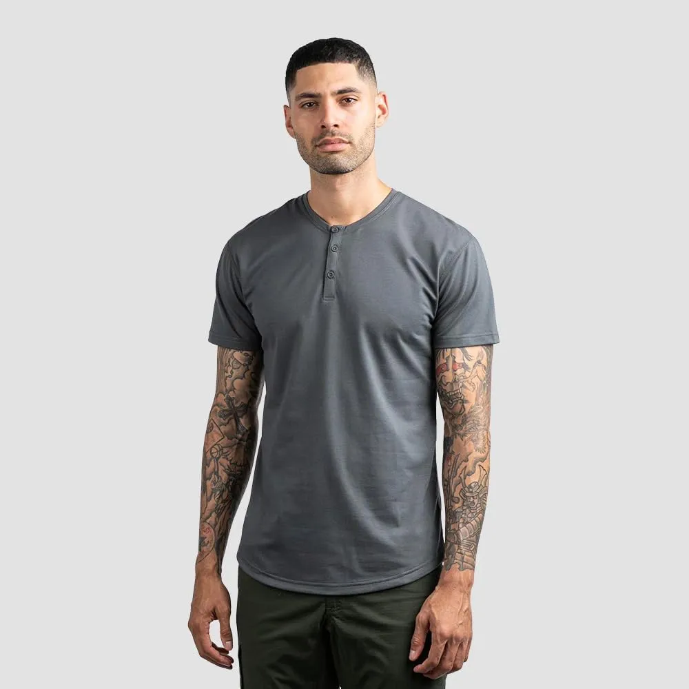 Drop-Cut Henley Shirts for Men, 3-Button Closure, Short Sleeve, Casual T-Shirt, Soft & Breathable, Wrinkle Resistant