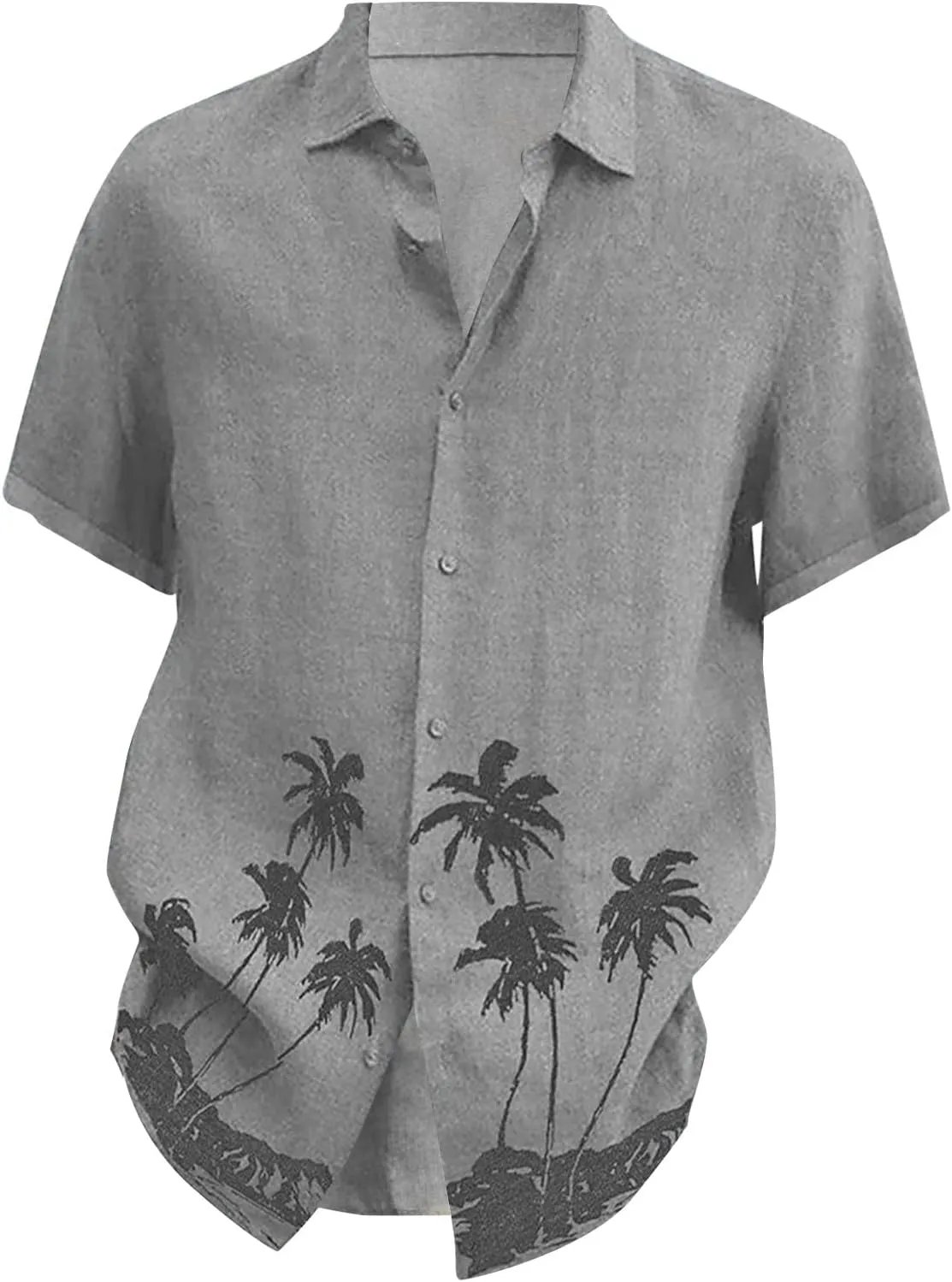 DuDubaby Men's Casual Lapel Beach Holiday Wear Fashion Hawaiian Short-Sleeved