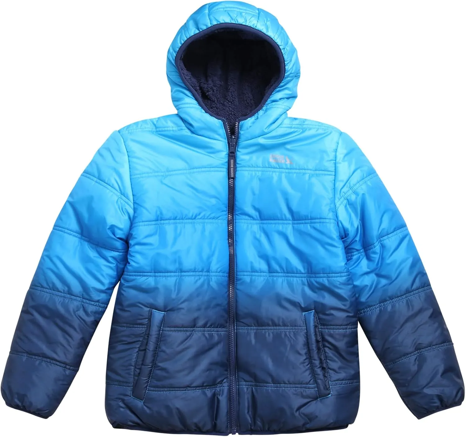 Eddie Bauer Boys' Reversible Jacket - Waterproof Lightweight Fleece Lined Hooded Puffer Coat - Boys Outerwear Jacket (5-20)