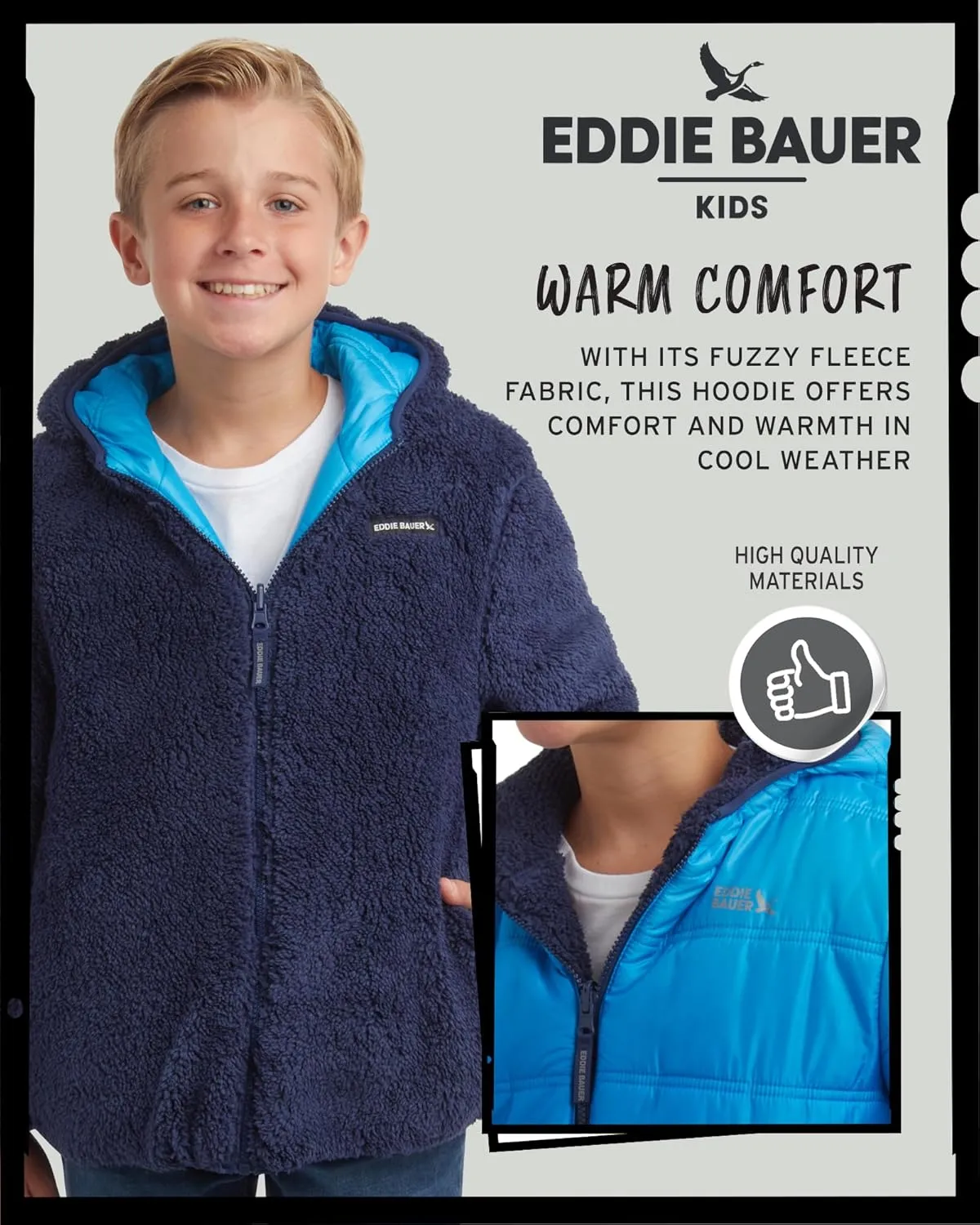 Eddie Bauer Boys' Reversible Jacket - Waterproof Lightweight Fleece Lined Hooded Puffer Coat - Boys Outerwear Jacket (5-20)