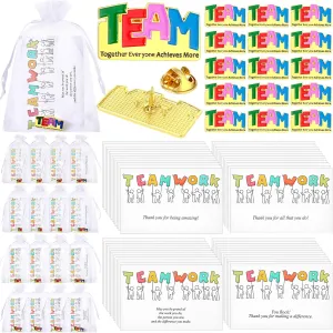 Employee Appreciation Gifts Bulk Gold Team Lapel Pin Employee Thank You Pins Teamwork Cards for Coworkers Recognition Teachers Nurse Teammate Gift