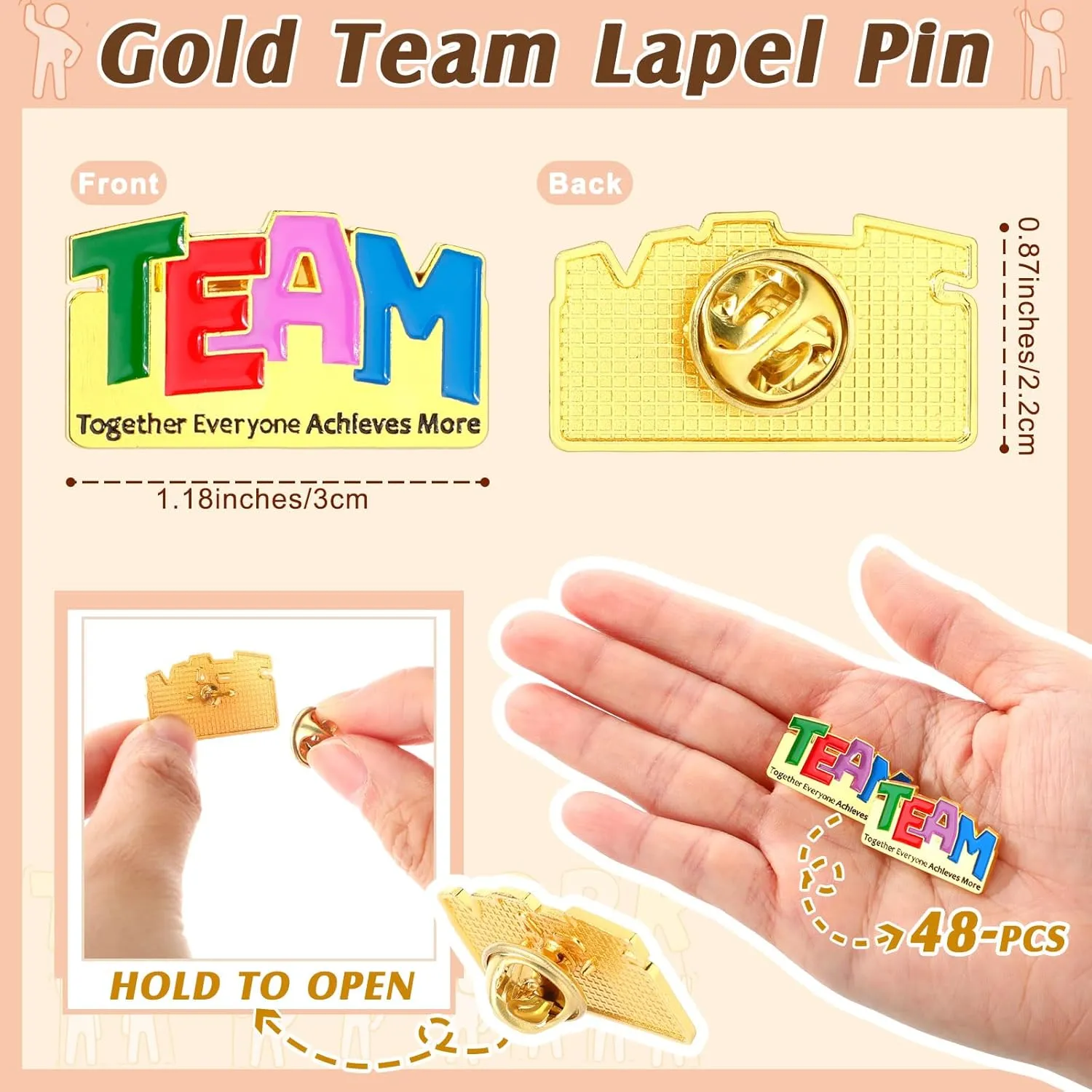 Employee Appreciation Gifts Bulk Gold Team Lapel Pin Employee Thank You Pins Teamwork Cards for Coworkers Recognition Teachers Nurse Teammate Gift