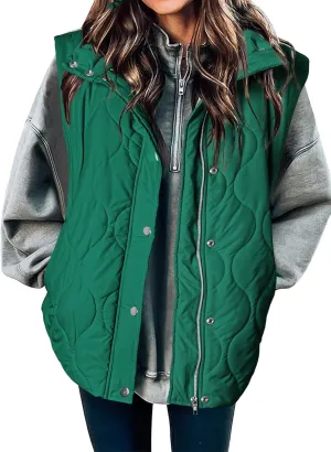 EVALESS Cropped Puffer Vest Women Lightweight Quilted Stand Collar Sleeveless Jackets Fall Spring 2025 Button Zip Up Coat