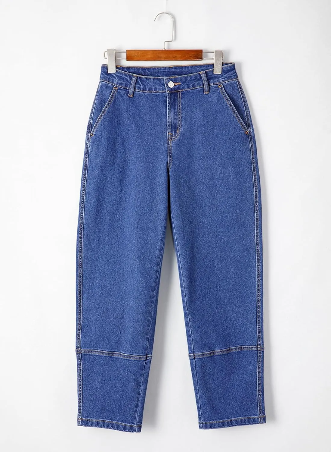 EVALESS Jeans for Women Wide Leg High Waisted Boyfriend Straight Leg Stretchy Cropped Denim Pants