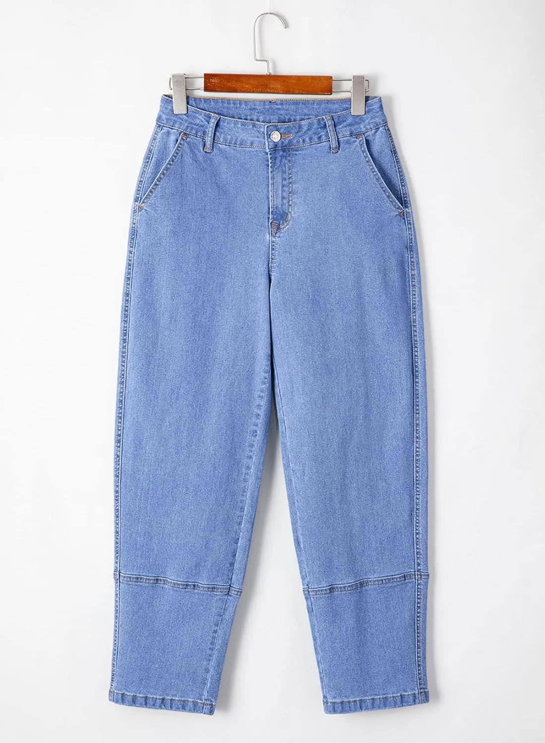 EVALESS Jeans for Women Wide Leg High Waisted Boyfriend Straight Leg Stretchy Cropped Denim Pants