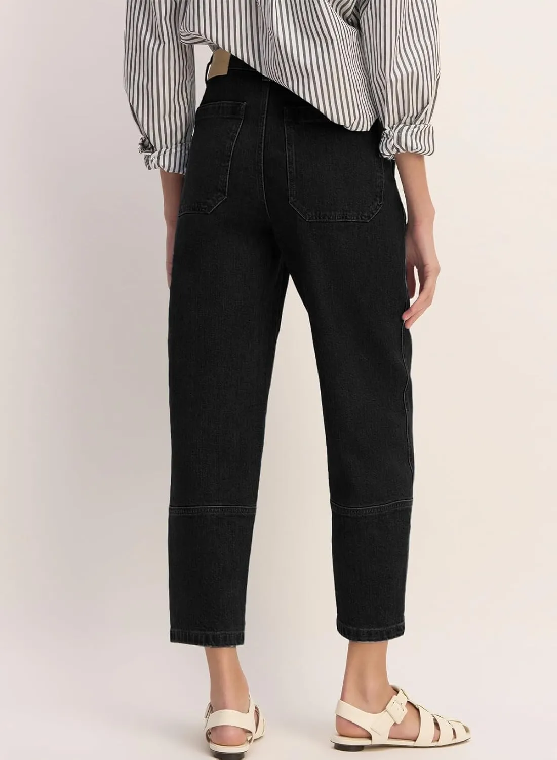 EVALESS Jeans for Women Wide Leg High Waisted Boyfriend Straight Leg Stretchy Cropped Denim Pants