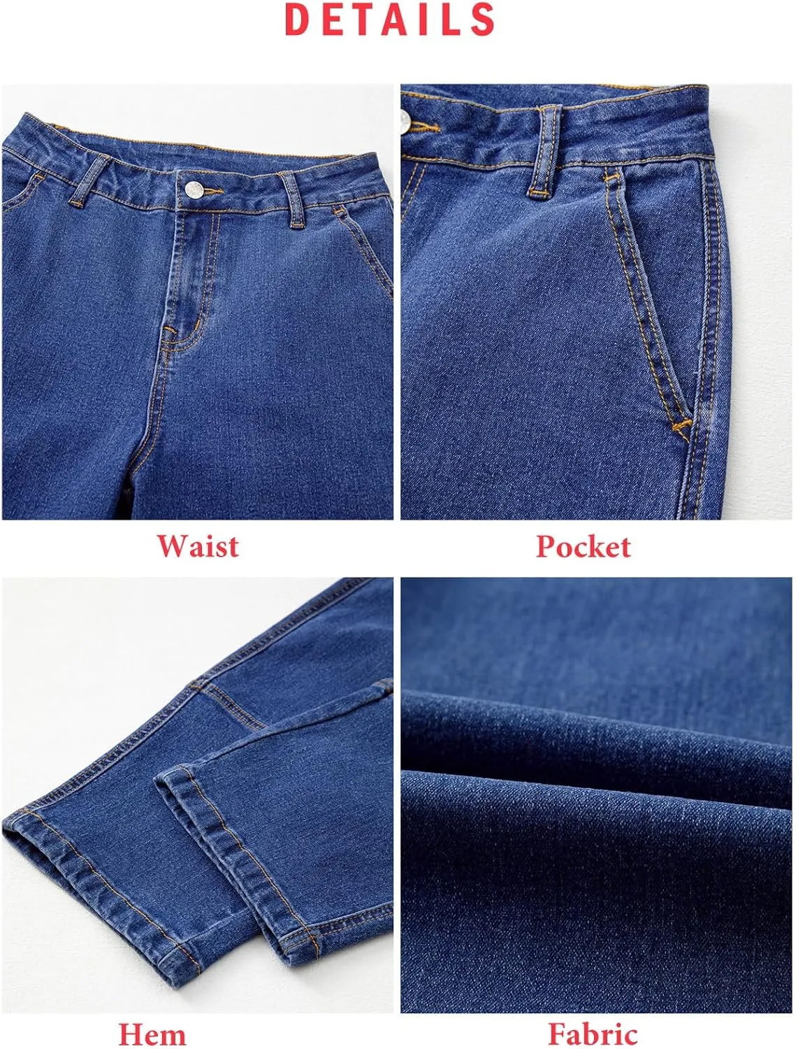 EVALESS Jeans for Women Wide Leg High Waisted Boyfriend Straight Leg Stretchy Cropped Denim Pants