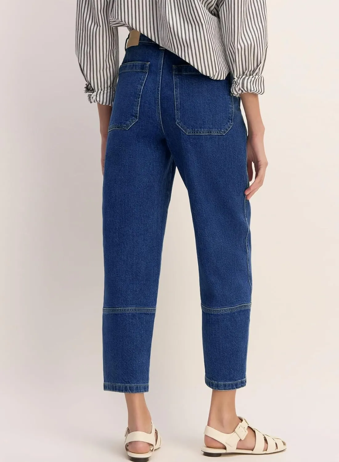 EVALESS Jeans for Women Wide Leg High Waisted Boyfriend Straight Leg Stretchy Cropped Denim Pants