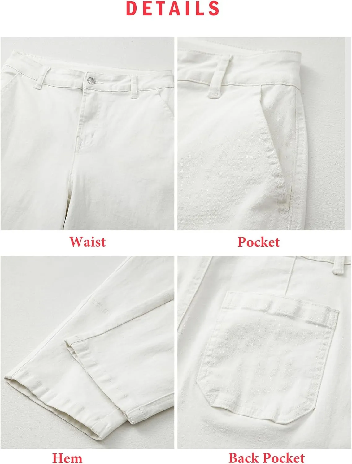 EVALESS Jeans for Women Wide Leg High Waisted Boyfriend Straight Leg Stretchy Cropped Denim Pants