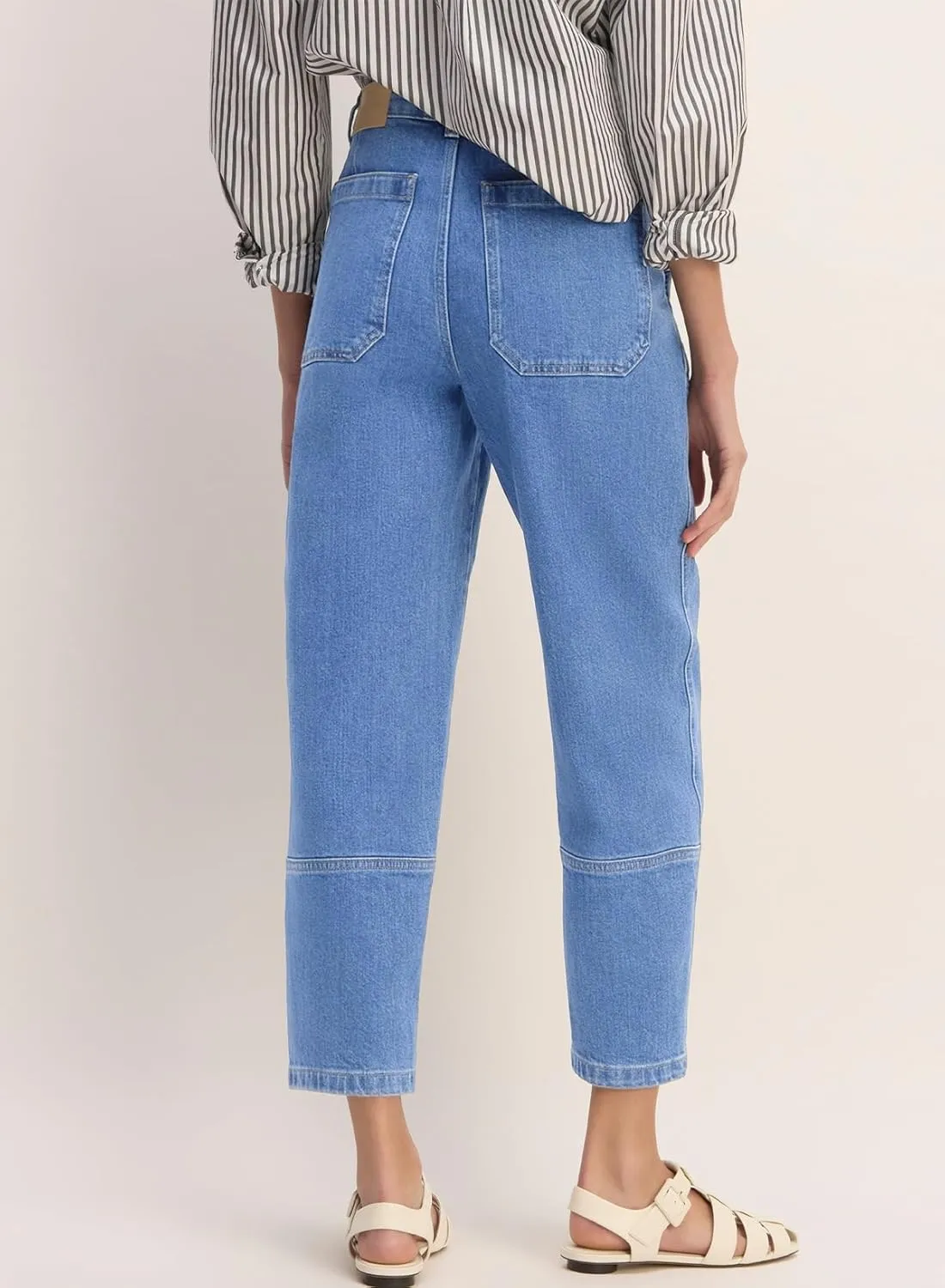 EVALESS Jeans for Women Wide Leg High Waisted Boyfriend Straight Leg Stretchy Cropped Denim Pants