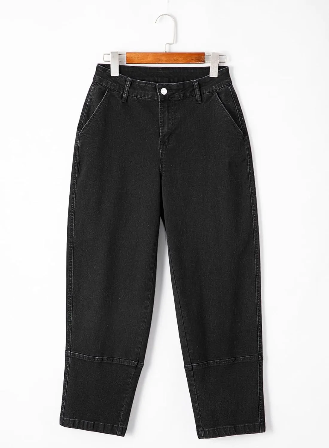 EVALESS Jeans for Women Wide Leg High Waisted Boyfriend Straight Leg Stretchy Cropped Denim Pants