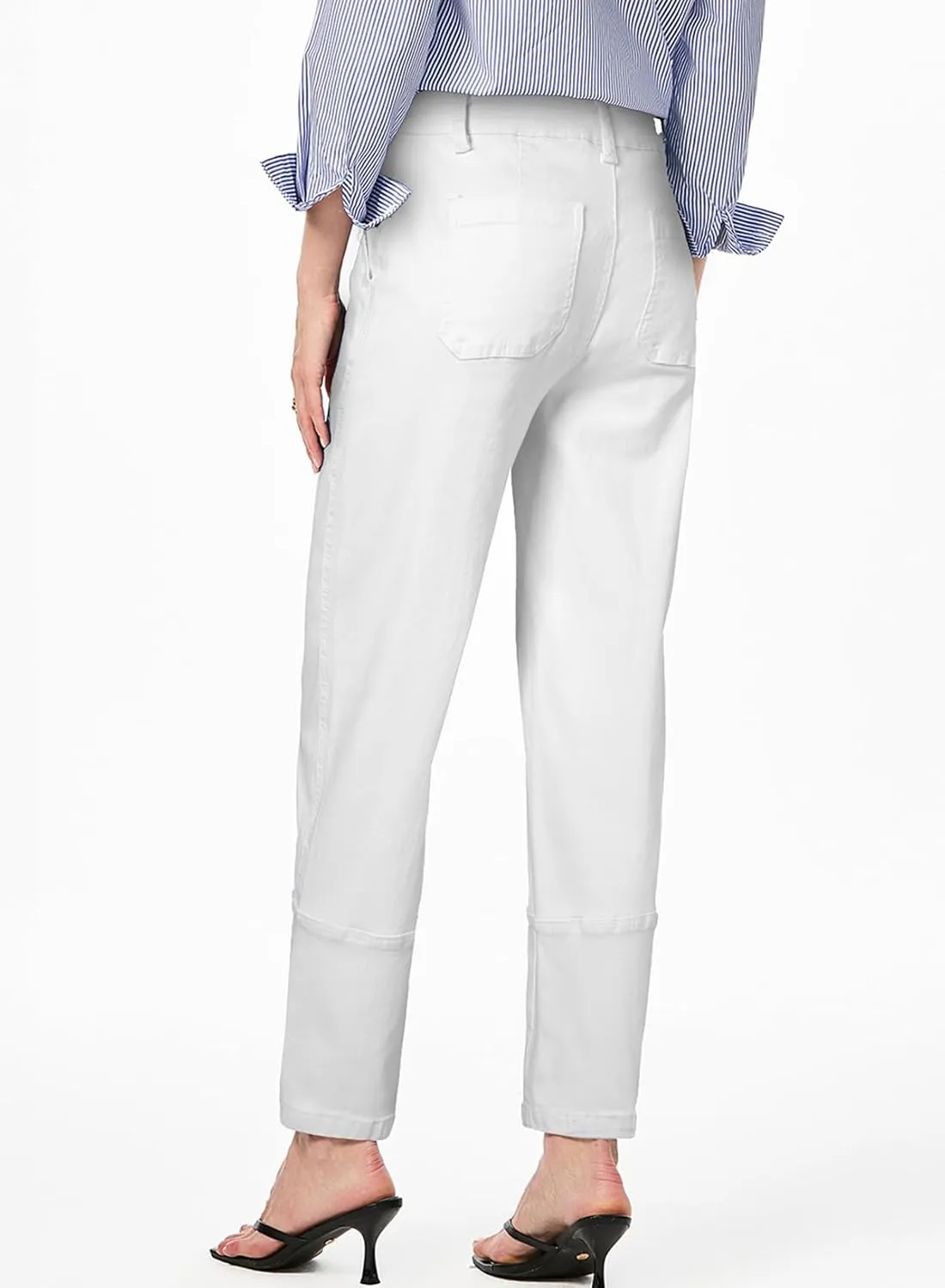 EVALESS Jeans for Women Wide Leg High Waisted Boyfriend Straight Leg Stretchy Cropped Denim Pants