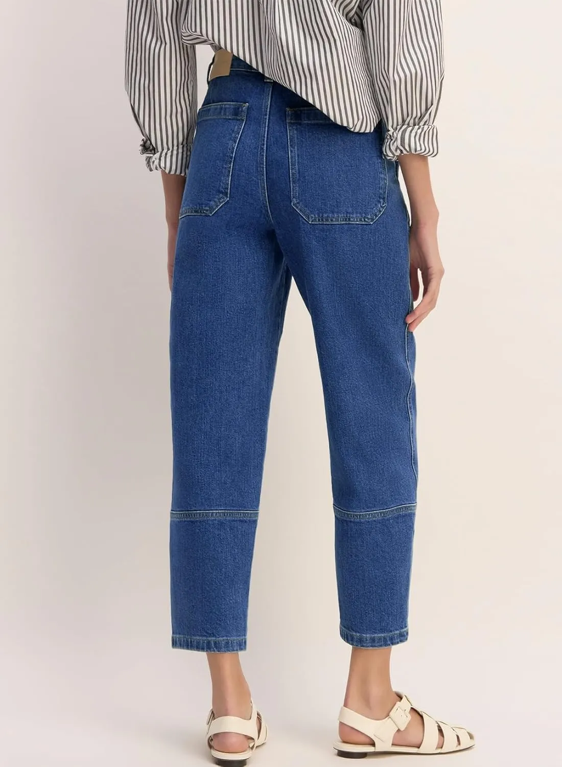 EVALESS Jeans for Women Wide Leg High Waisted Boyfriend Straight Leg Stretchy Cropped Denim Pants
